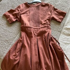 Etsy custom made cotton pleated midi dress clay